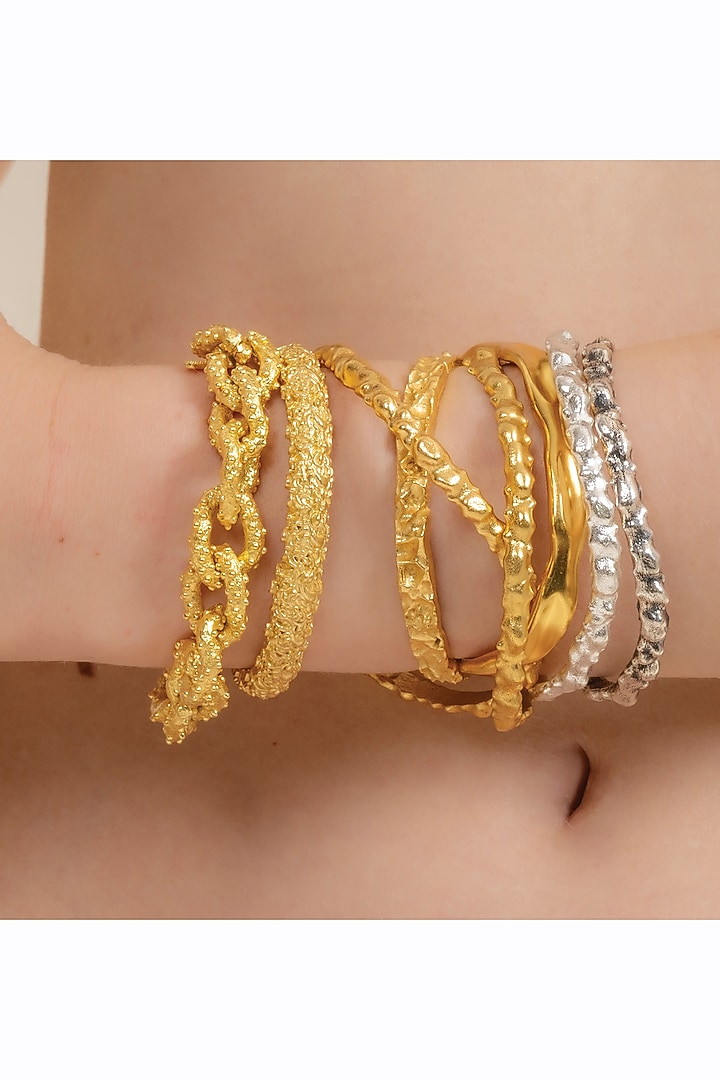 Silver Oxidised Finish Textured Rowdy Bangle by Arvino at Pernia's Pop Up Shop