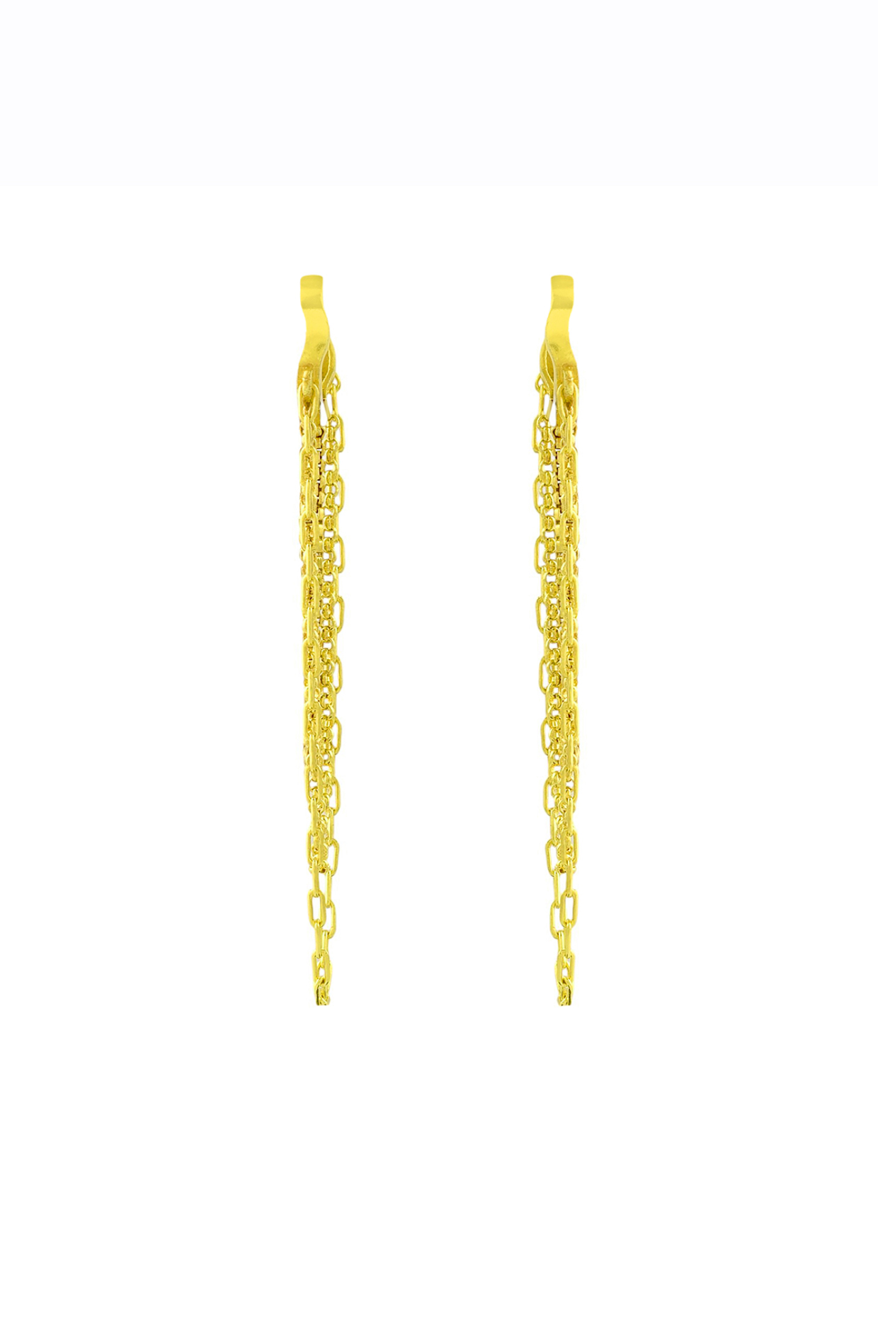 Gold Finish Drop Chain Huggie Earrings by Arvino at Pernia's Pop Up Shop