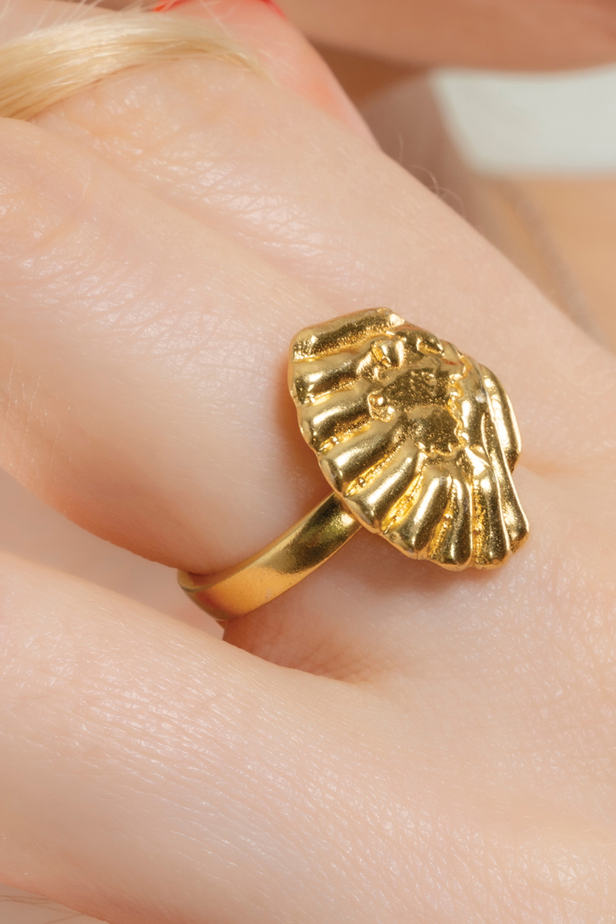 Gold Finish Seashell Ring by Arvino at Pernia's Pop Up Shop