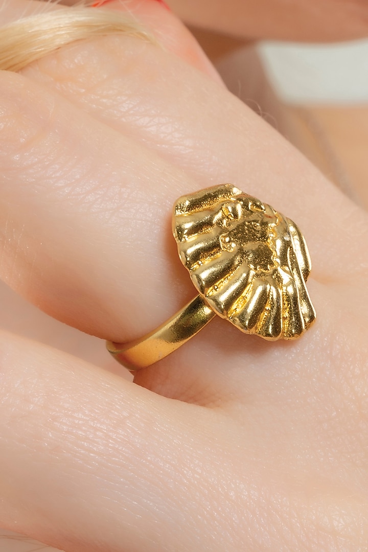 Gold Finish Seashell Ring by Arvino at Pernia's Pop Up Shop