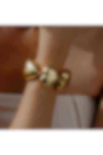 Gold Finish Hammer Textured Heart Bracelet by ARVINO at Pernia's Pop Up Shop