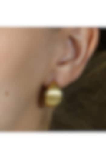 Gold Finish Pratapgarhi Striated Mini Hoop Earrings by ARVINO at Pernia's Pop Up Shop