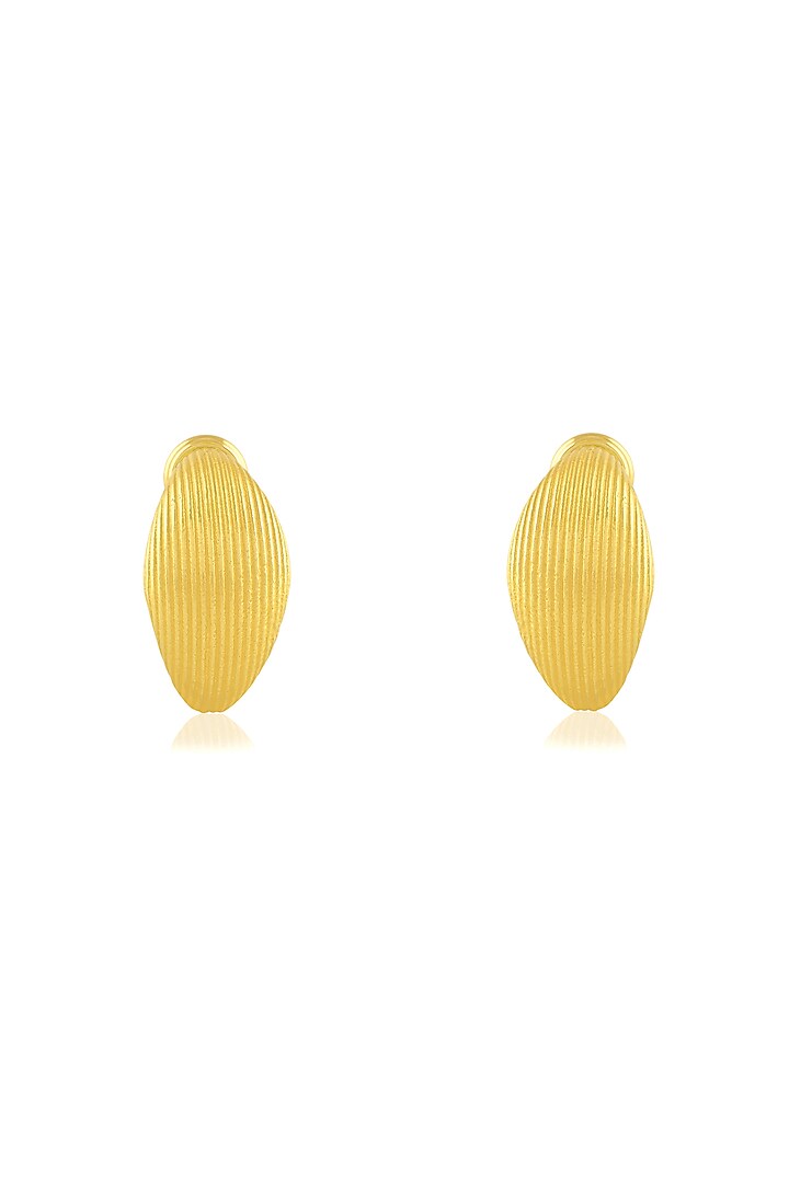 Gold Finish Pratapgarhi Striated Mini Hoop Earrings by ARVINO at Pernia's Pop Up Shop
