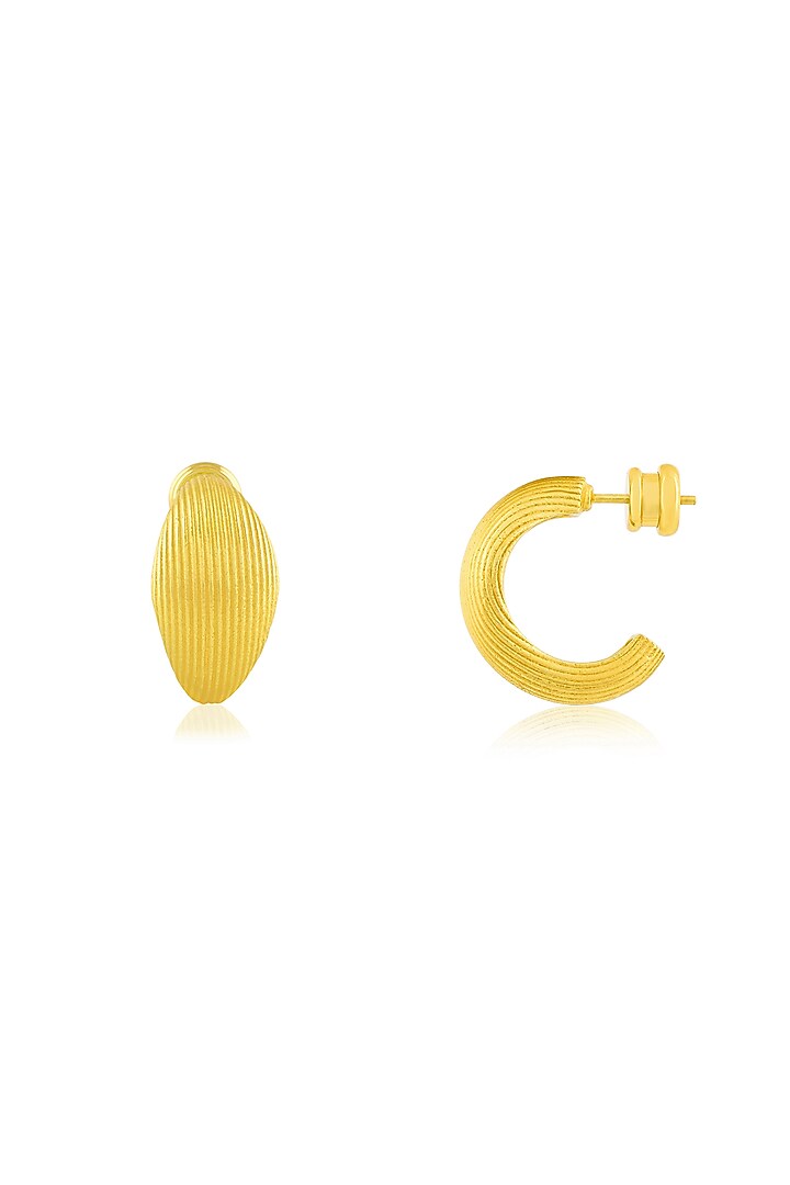 Gold Finish Pratapgarhi Striated Mini Hoop Earrings by ARVINO at Pernia's Pop Up Shop