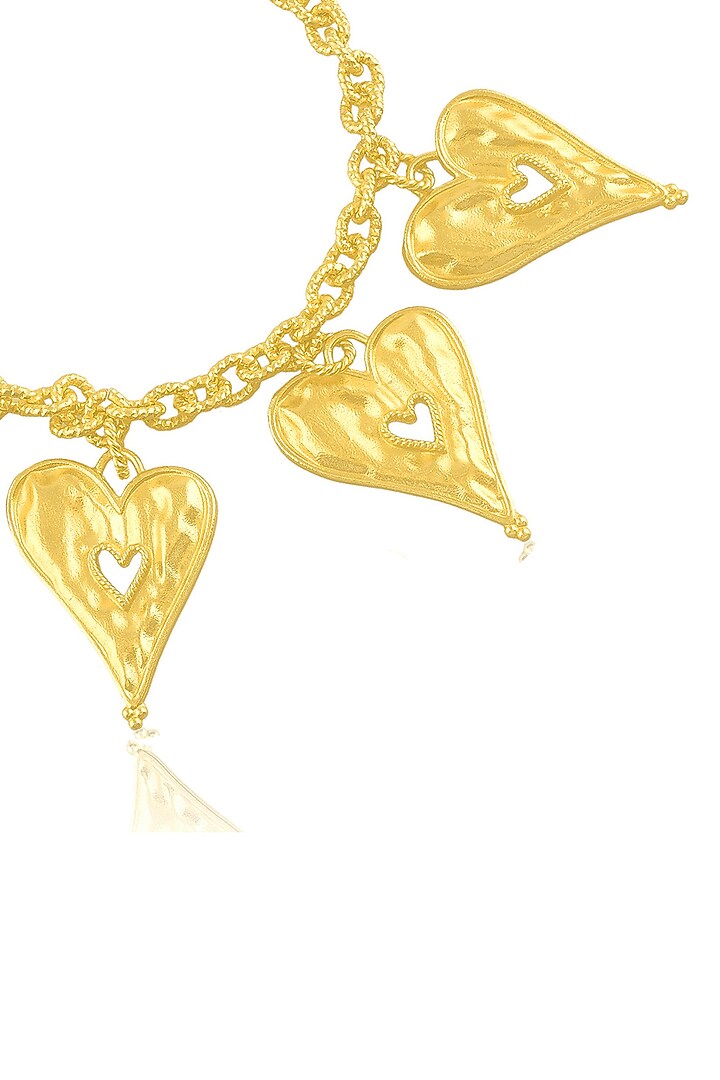 Gold Finish Textured Heart Bracelet by ARVINO at Pernia's Pop Up Shop
