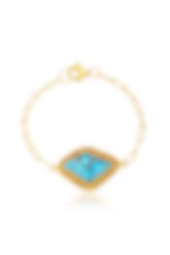 Gold Finish Turquoise Bracelet by ARVINO at Pernia's Pop Up Shop
