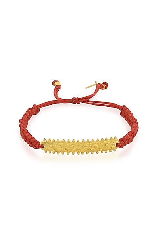 Gold Finish Red Thread Bracelet by Arvino