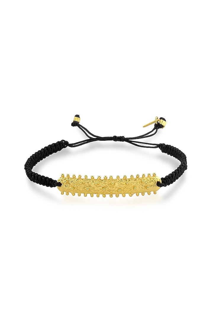 Gold Finish Black Thread Bracelet by Arvino