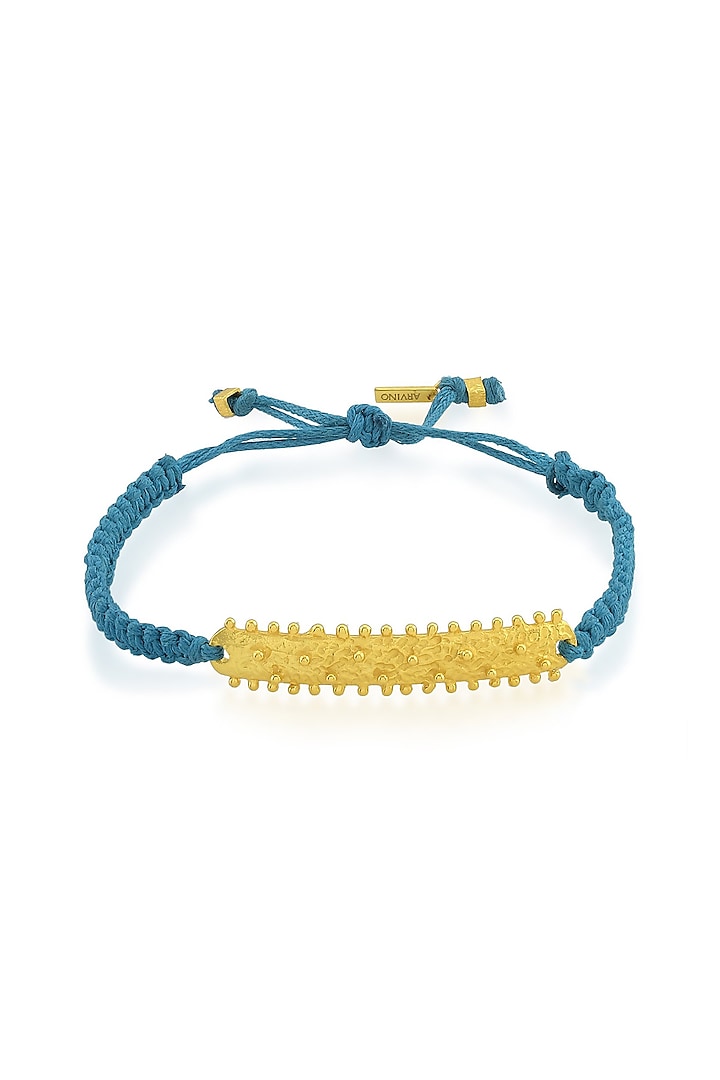 Gold Finish Blue Thread Bracelet by Arvino
