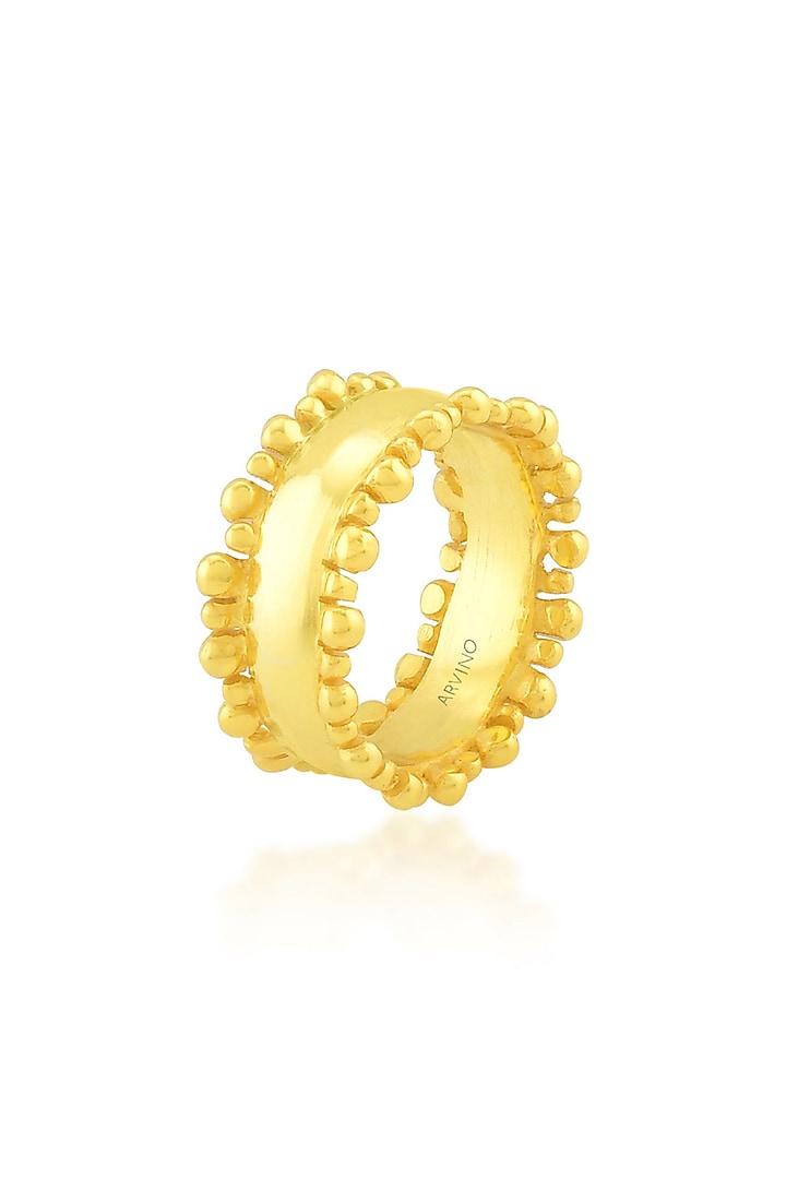 Gold Finish Double Dotted Ring by Arvino