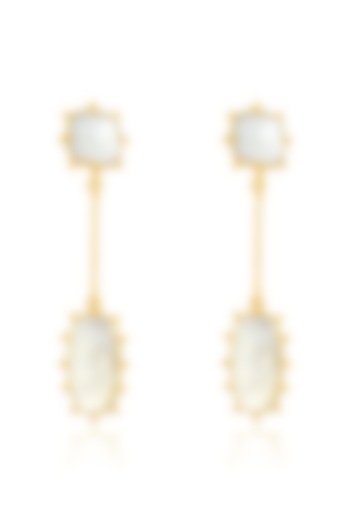 Gold Finish Earrings With Pearl by ARVINO at Pernia's Pop Up Shop