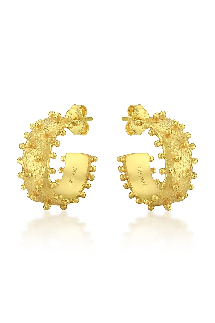 Gold Finish Mini Hoop Earrings by ARVINO