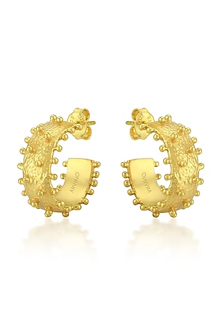 Gold Finish Mini Hoop Earrings by ARVINO