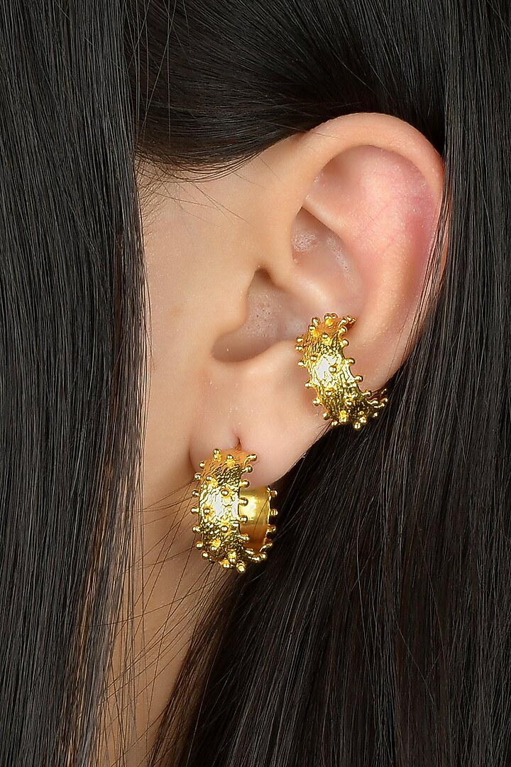 Gold Finish Mini Hoop Earrings by ARVINO at Pernia's Pop Up Shop