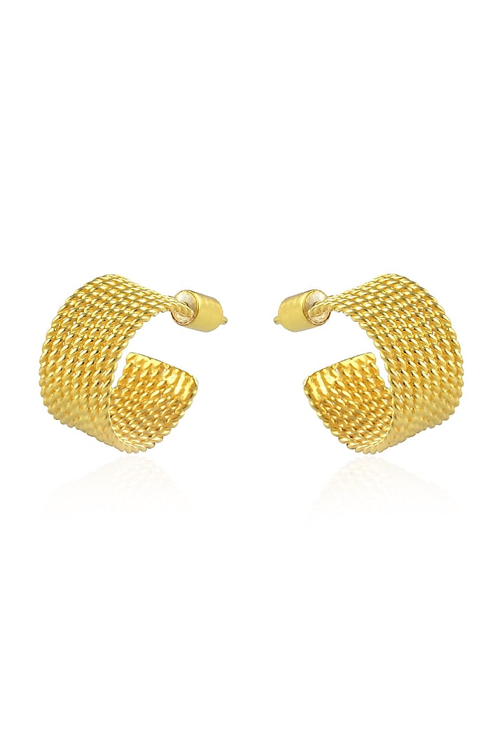 Gold Finish Hoop Earrings In Mixed Metal by ARVINO