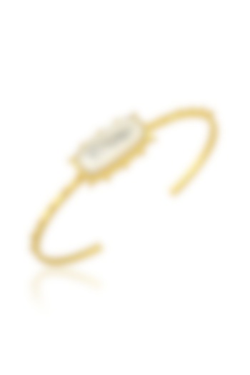 Gold Finish Cuff Bangle With Pearl by ARVINO