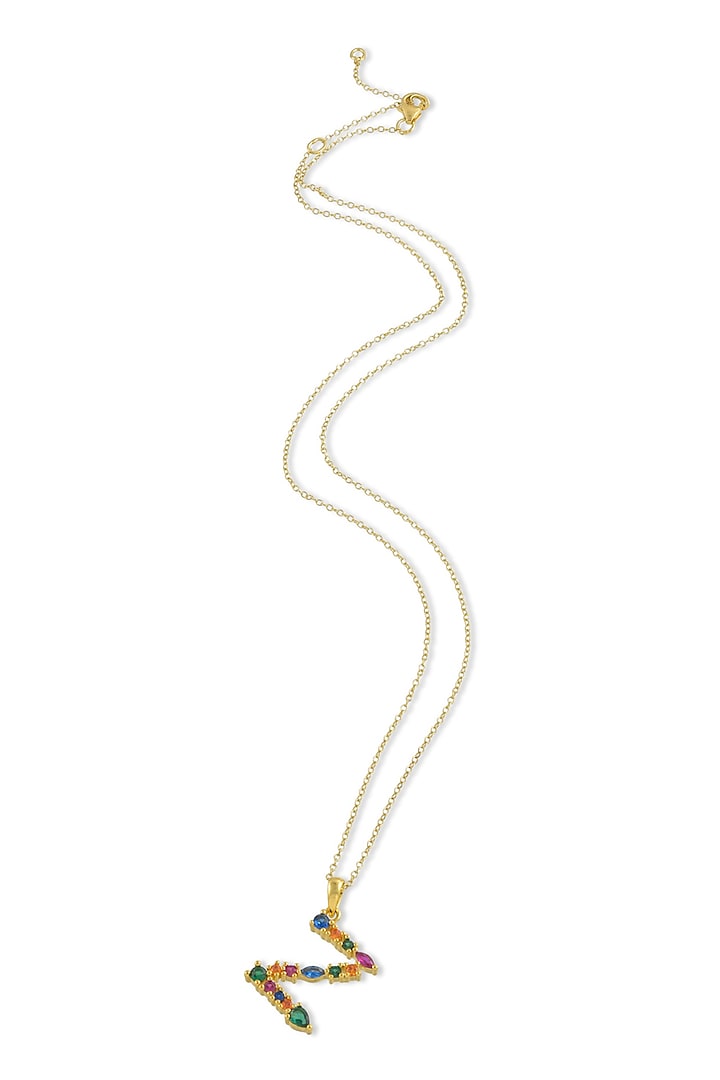 Gold Finish Multi-Colored Cubic Zirconia Z Initial Necklace by Arvino