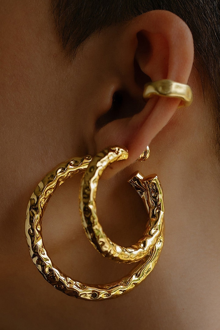 Gold Finish Crumple Foil Ear Cuff by Arvino at Pernia's Pop Up Shop