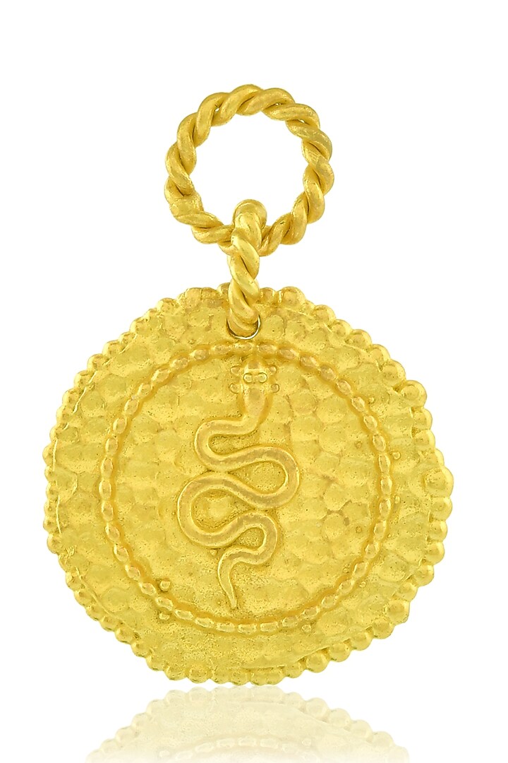 Gold Finish Snake Embossed Coin Charm by Arvino at Pernia's Pop Up Shop