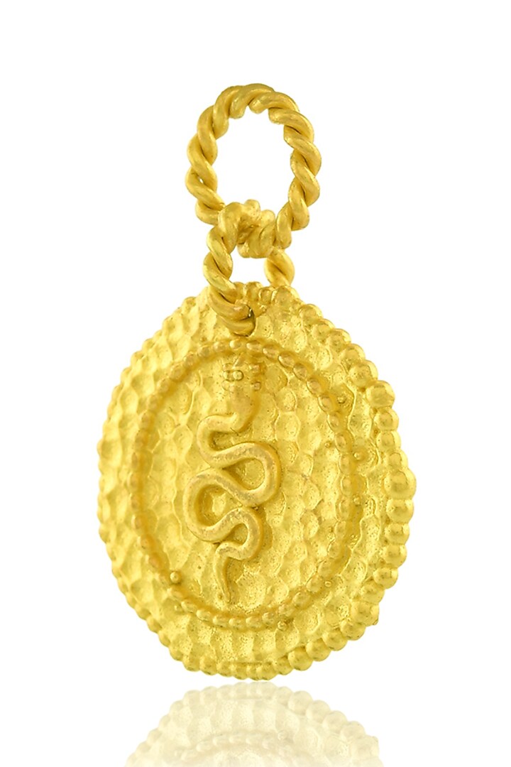 Gold Finish Snake Embossed Coin Charm by Arvino at Pernia's Pop Up Shop