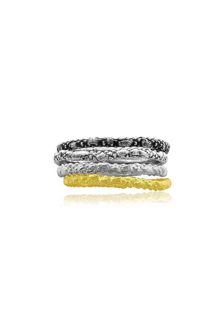 Multi-Tone Finish Recycled Bronze Rings (Set Of 4) by Arvino at Pernia's Pop Up Shop