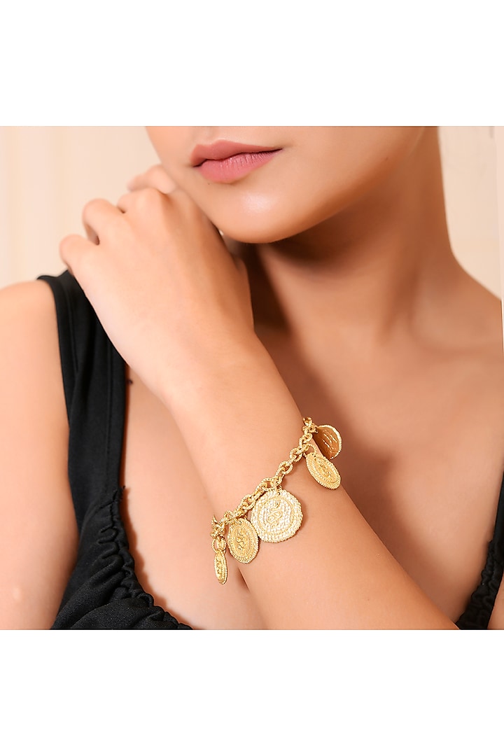 Gold Finish Motifs Serpent Bracelet by Arvino