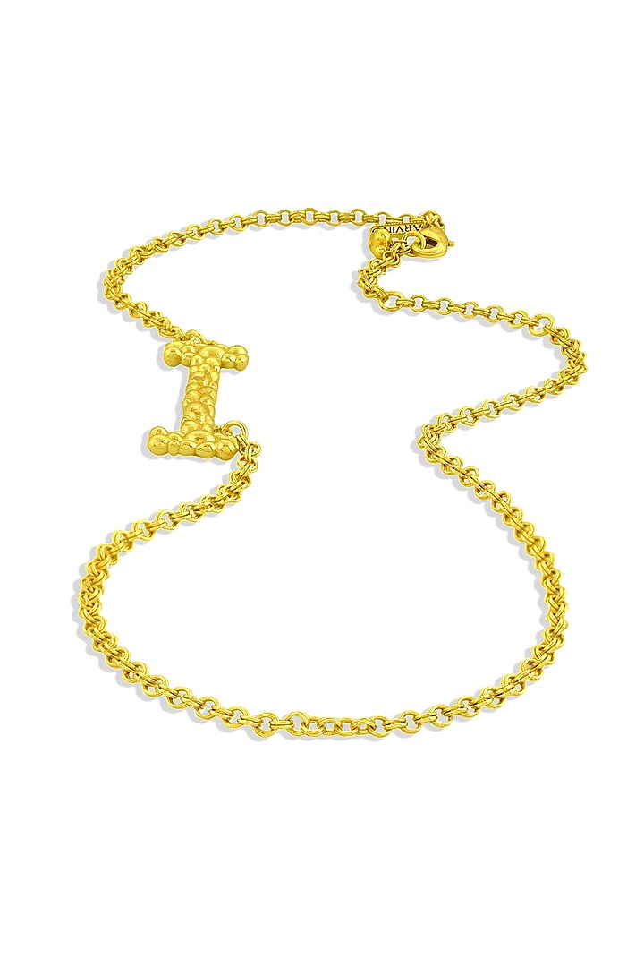 Gold Finish I initial Monogram Chain Necklace by Arvino