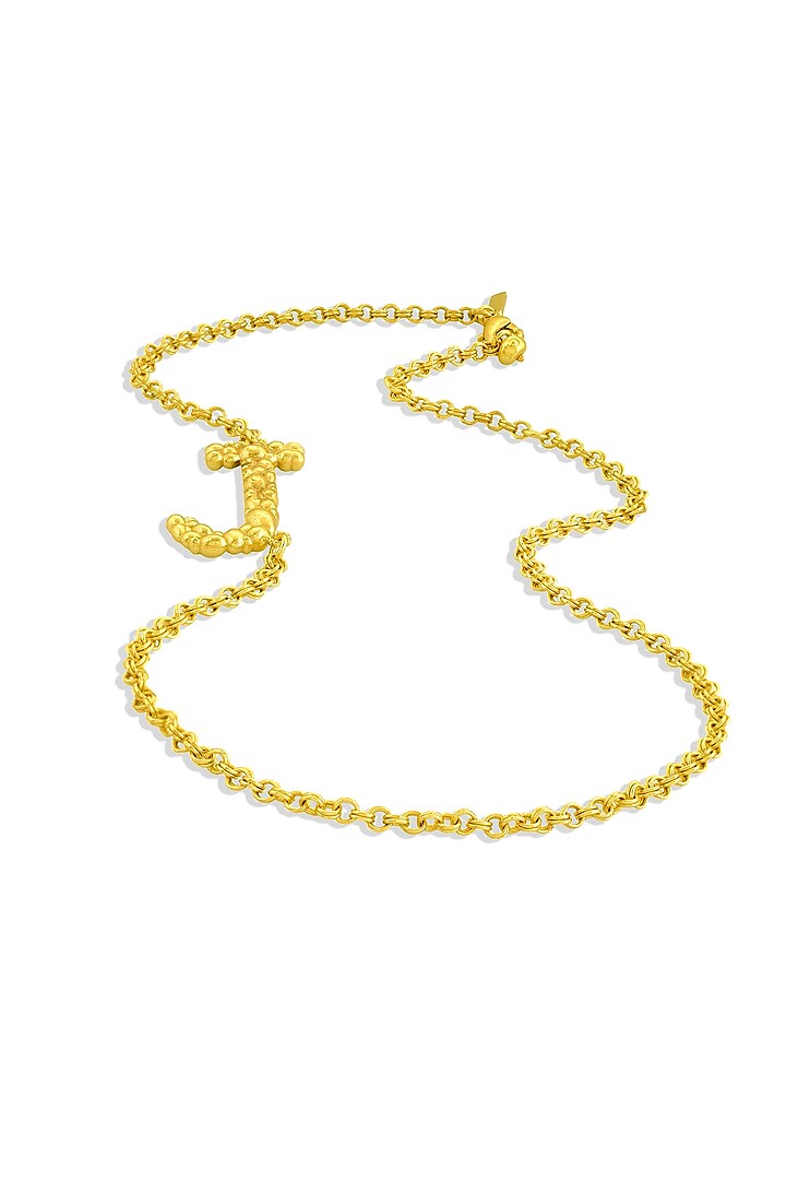 Gold Finish J initial Monogram Chain Necklace by Arvino