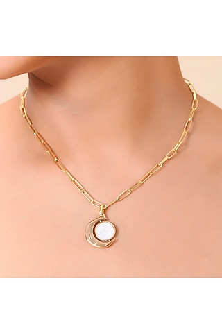 Gold Finish Mother Of Pearl Charm by Arvino