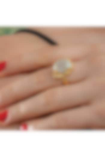 Gold Finish Aquamarine Gemstone Ring by Arvino at Pernia's Pop Up Shop