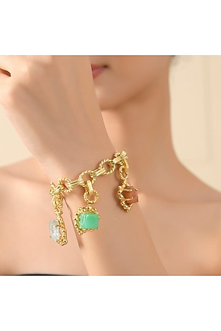 Gold Finish Carnelian Stone Mineral Claw Charm by Arvino
