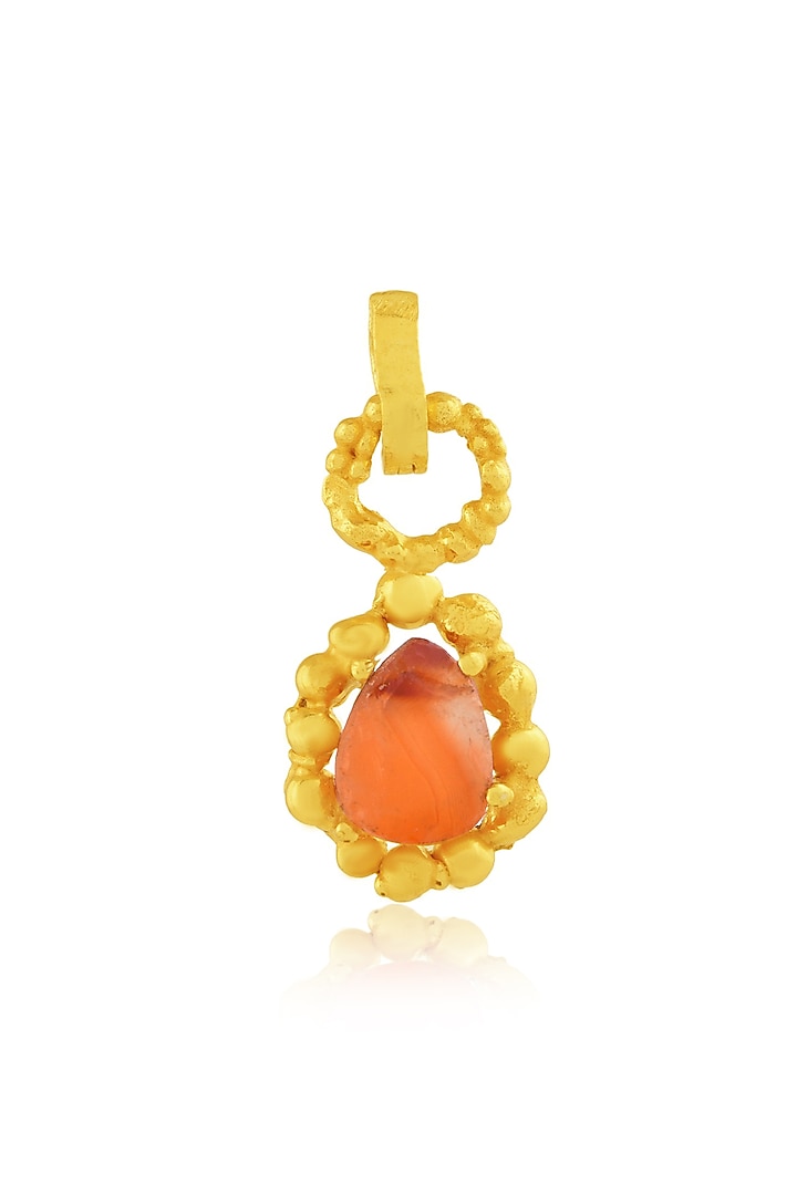 Gold Finish Carnelian Stone Mineral Claw Charm by Arvino at Pernia's Pop Up Shop