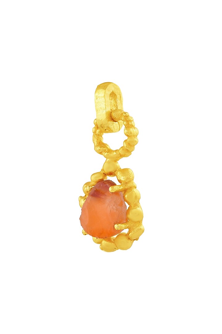 Gold Finish Carnelian Stone Mineral Claw Charm by Arvino at Pernia's Pop Up Shop