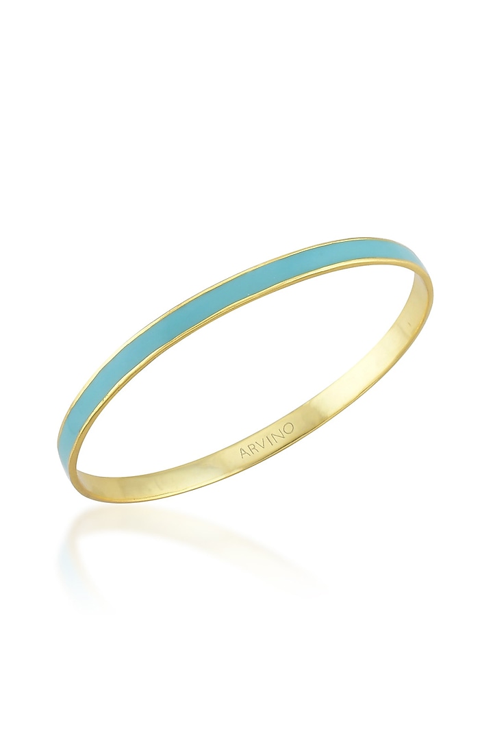 Gold Finish Turquoise Enamel Bangle by ARVINO at Pernia's Pop Up Shop