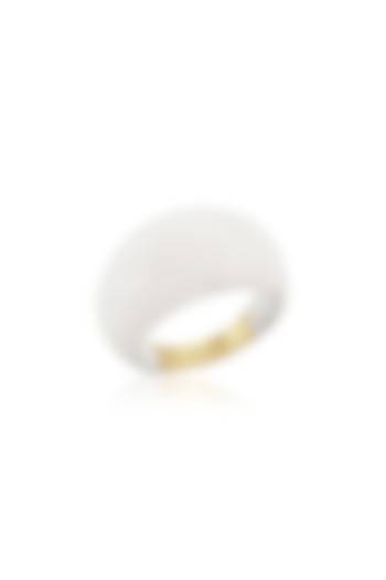 Gold Finish White Enamel Dome Ring by ARVINO at Pernia's Pop Up Shop