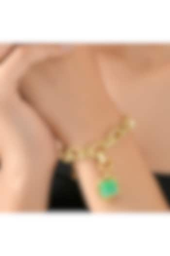 Gold Finish Chrysoprase Gemstone Enchanter Charm by ARVINO at Pernia's Pop Up Shop