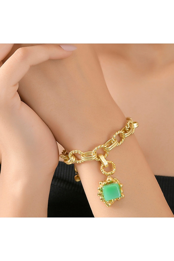 Gold Finish Chrysoprase Gemstone Enchanter Charm by ARVINO at Pernia's Pop Up Shop