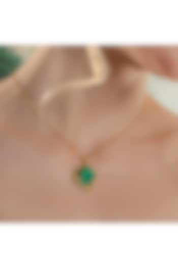 Gold Finish Chrysoprase Gemstone Enchanter Necklace by ARVINO at Pernia's Pop Up Shop