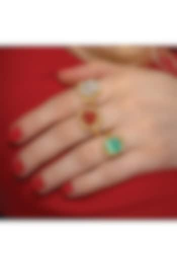 Gold Finish Chrysoprase Gemstone Enchanter Ring by ARVINO at Pernia's Pop Up Shop