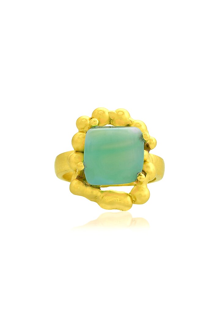 Gold Finish Chrysoprase Gemstone Enchanter Ring by ARVINO at Pernia's Pop Up Shop
