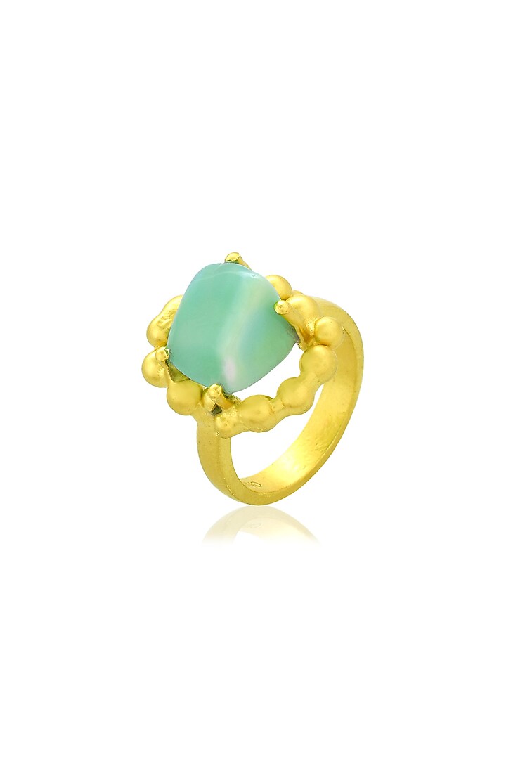 Gold Finish Chrysoprase Gemstone Enchanter Ring by ARVINO at Pernia's Pop Up Shop