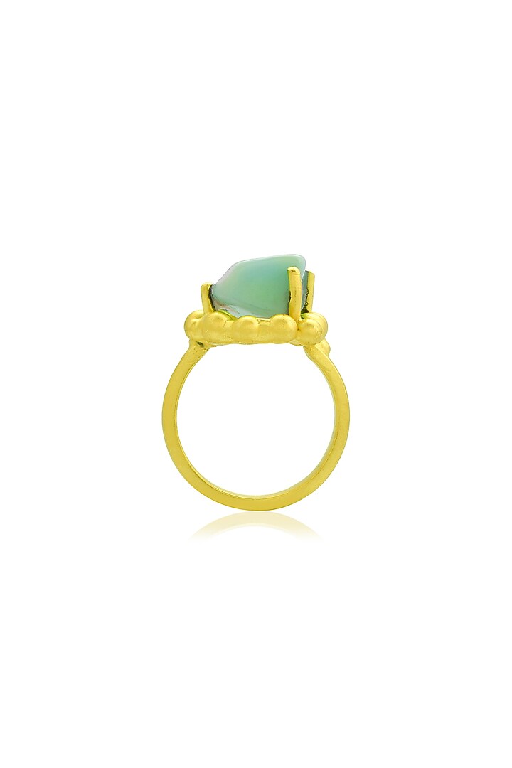 Gold Finish Chrysoprase Gemstone Enchanter Ring by ARVINO at Pernia's Pop Up Shop