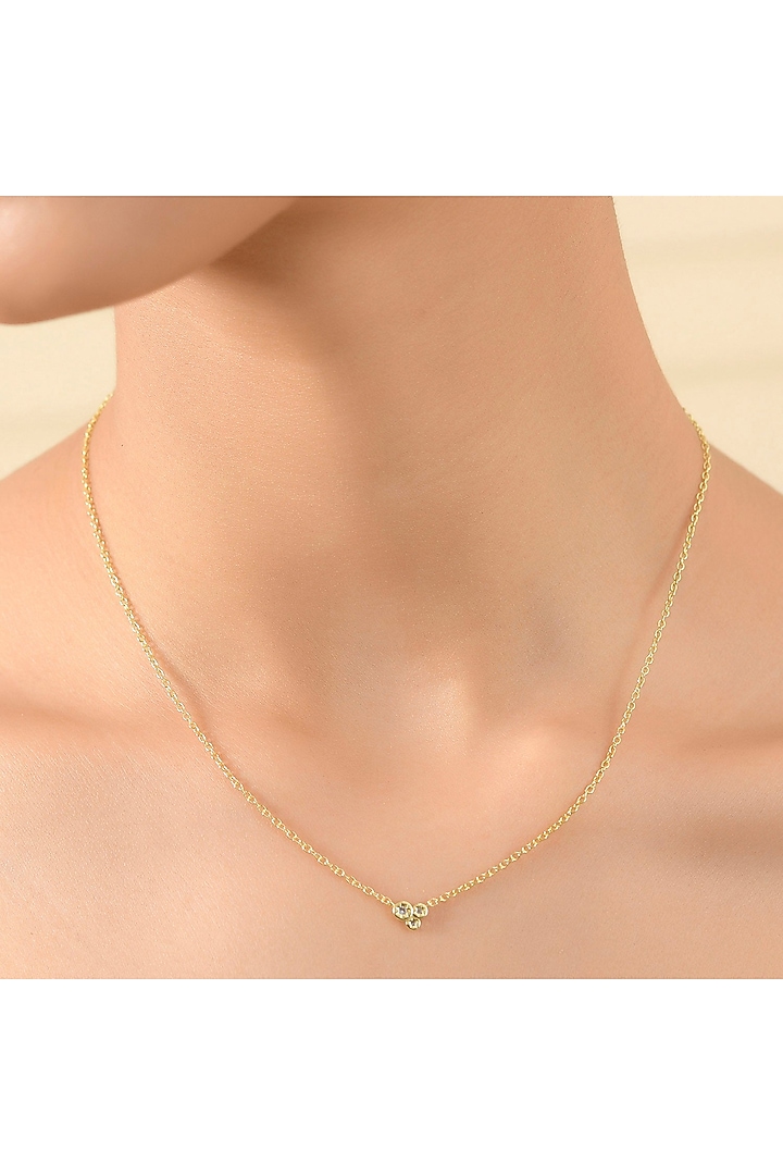 Gold Finish Cubic Zirconia Trio Necklace by ARVINO at Pernia's Pop Up Shop