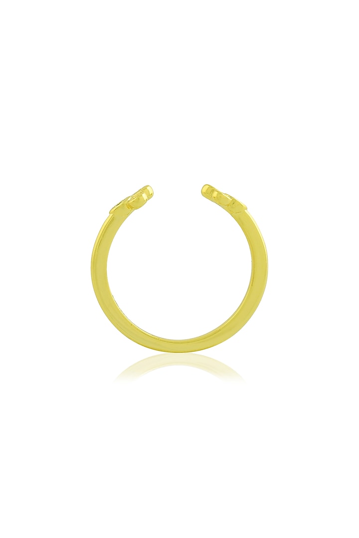 Gold Finish White Cubic Zirconia Open Trio Ring by ARVINO at Pernia's Pop Up Shop