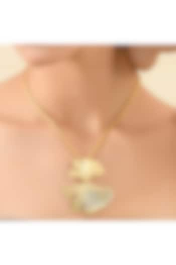 Gold Finish Ginkgo Duo Leave Necklace by ARVINO at Pernia's Pop Up Shop