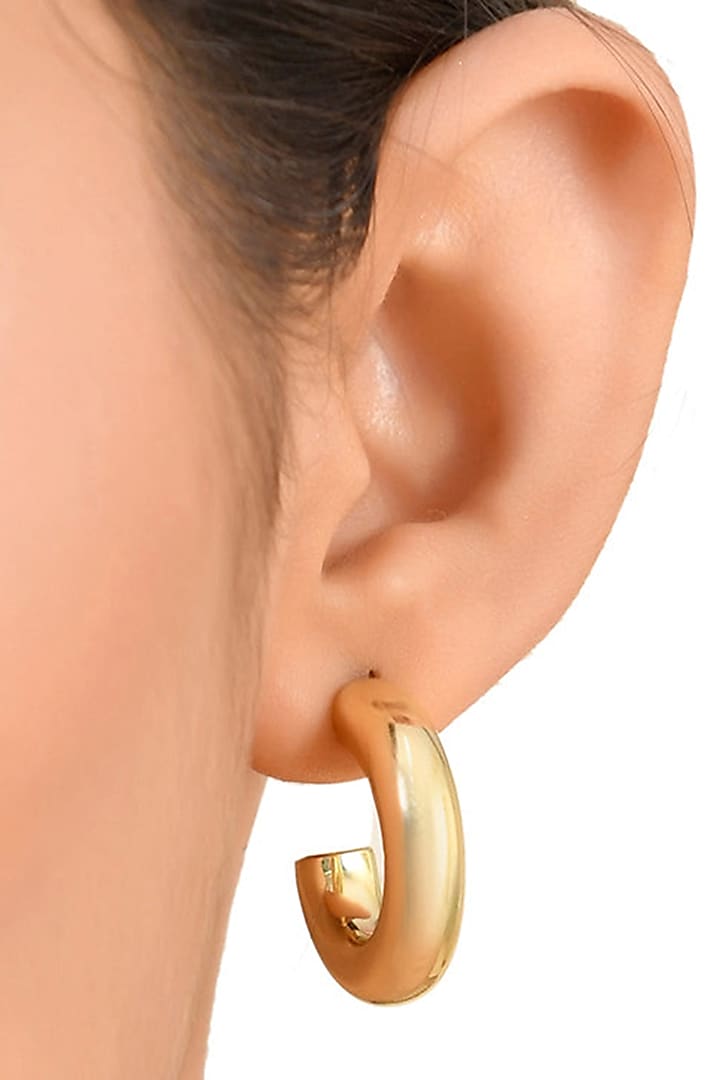 Gold Finish Small Hoop Earrings by ARVINO at Pernia's Pop Up Shop