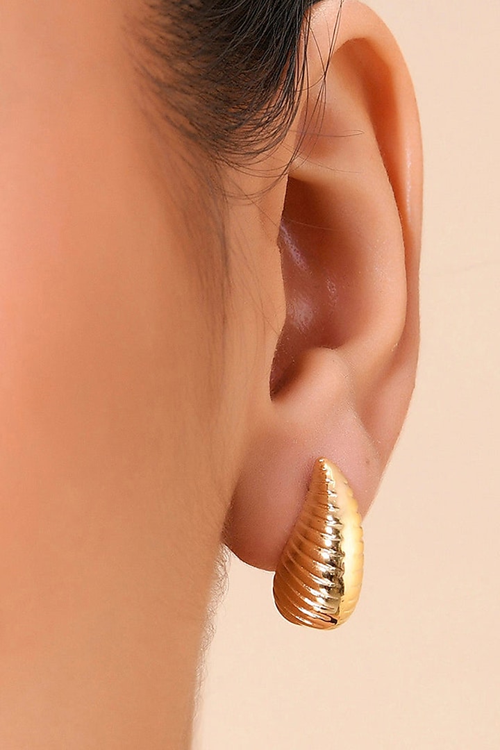 Gold Finish Teardrop Earrings by ARVINO at Pernia's Pop Up Shop