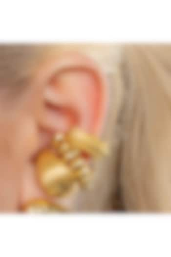 Gold Finish Linear Trail Textured Ear Cuff by ARVINO at Pernia's Pop Up Shop