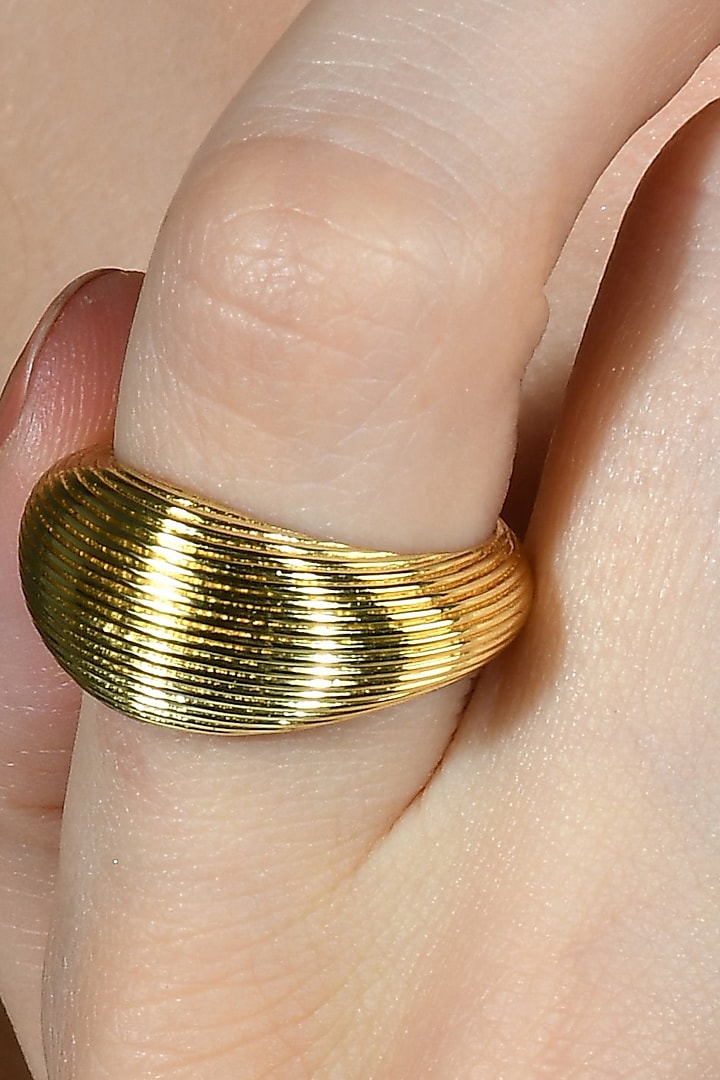 Gold Finish Rubbed Textured Band Ring by Arvino at Pernia's Pop Up Shop