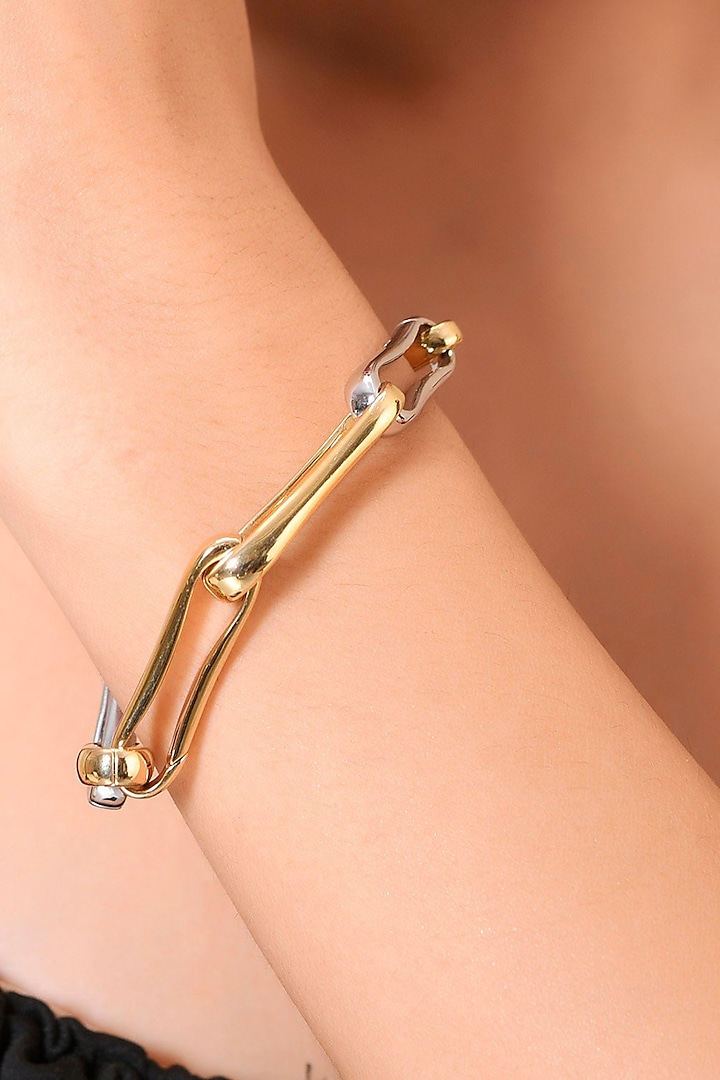 Two Tone Finish Paperclip Linked Bracelet by Arvino at Pernia's Pop Up Shop